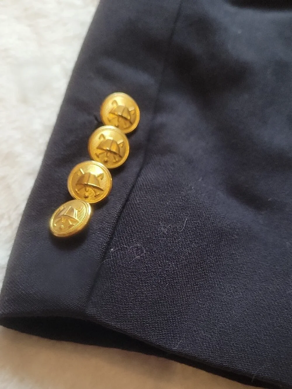 Classic Men's Double-Breasted Navy Blazer with Gold Buttons